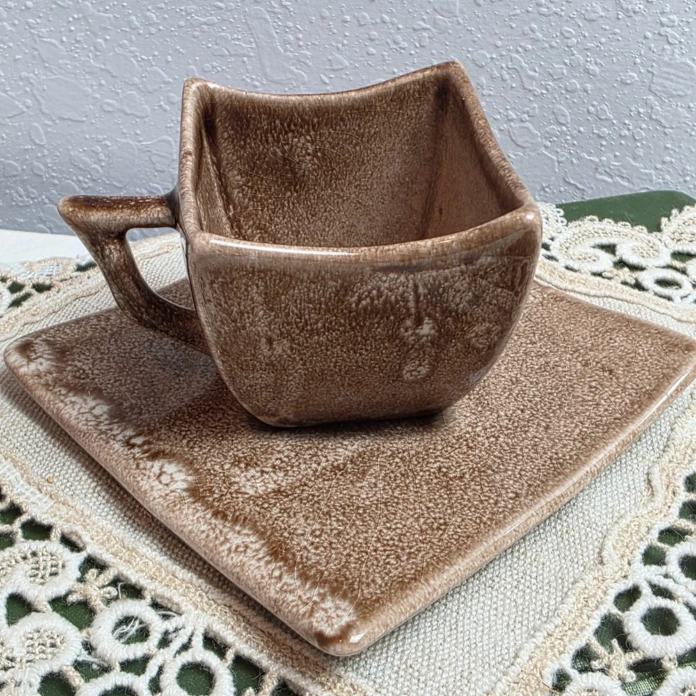 CLEARANCE 💲6️⃣ Mini Rustic Ceramic‎ Pinecone Cup Saucer Cabincore